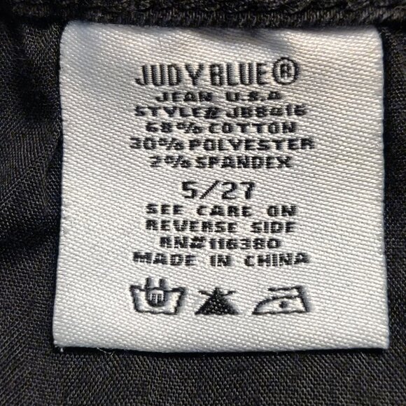 Judy Blue Black Tassel Hem Cropped Fit Mid Rise Jeans SIZE 5/27 - Picture 5 of 6